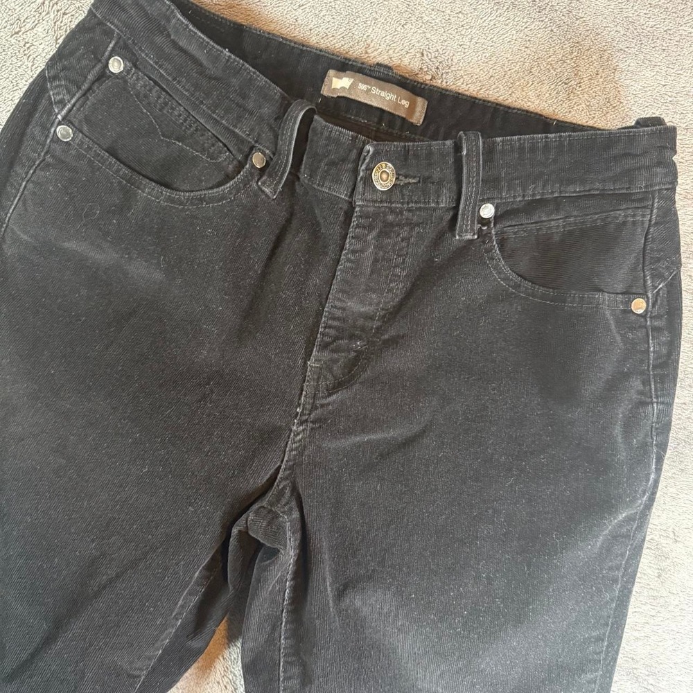 Levi's Black Corduroy Demi Curve Pants W30 L32 🖤 Flap Pocket Mid Rise Cords